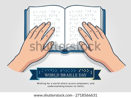 World Braille Day Tactile Reading Education Illustration