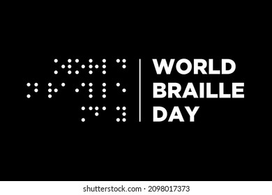 World Braille Day Vector, hand, book, typography world map with dots, Illustration. Suitable for greeting card poster and banner