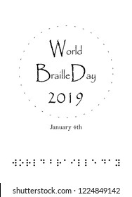 World Braille Day vector illustration.For greeting card, poster and banner. Annual celebration of World Braille Day (January 4) with text World Braille Day made by braille alphabeth