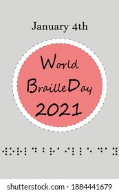 World Braille Day vector illustration.For greeting card, poster and banner. Annual celebration of World Braille Day (January 4) with text World Braille Day made by braille alphabet