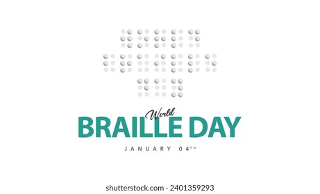 World braille day. Vector illustration of brailtex letters isolated on white screen. Suitable for banners, web, social media, greeting cards etc