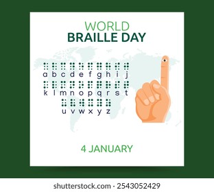 World Braille Day Vector Illustration. Suitable for greeting card poster and banner. world map vector. 