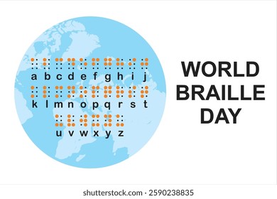 World Braille Day. Vector illustration of braille letters. Reading book guide for people with disabilities
