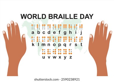 World Braille Day. Vector illustration of braille letters. Reading book guide for people with disabilities