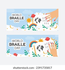 world braille day vector template and brochure design