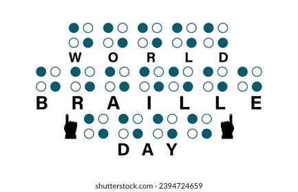Plantilla vectorial del Día Mundial de Braille. Celebración de la alfabetización e inclusión en Braille con la lectura y accesibilidad táctiles . fondo, banner, tarjeta, diseño de afiches.