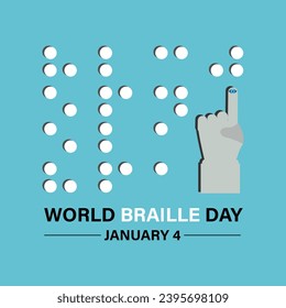 Plantilla vectorial del Día Mundial de Braille. Celebración de la alfabetización e inclusión en Braille con la lectura y accesibilidad táctiles . fondo, banner, tarjeta, diseño de afiches.