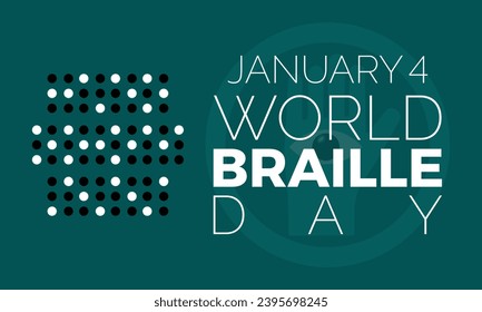 Plantilla vectorial del Día Mundial de Braille. Celebración de la alfabetización e inclusión en Braille con la lectura y accesibilidad táctiles . fondo, banner, tarjeta, diseño de afiches.