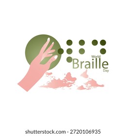 Diseño de Anuncio de Web del Día Mundial del Braille. Celebración del Día del Braille Anuualy. Vector de ilustración