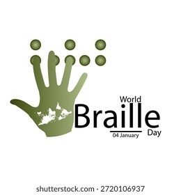 Diseño de Anuncio de Web del Día Mundial del Braille. Celebración del Día del Braille Anuualy. Vector de ilustración