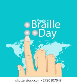 Diseño de Anuncio de Web del Día Mundial del Braille. Celebración del Día del Braille Anuualy. Vector de ilustración