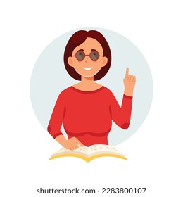 World braille day, women vector illustration