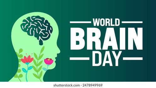 World Brain Day background template. Holiday concept. Use to background, banner, placard, card, and poster design template.