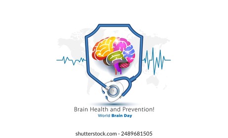 World brain day. Brain health care and disorders prevention medical clinic concept.