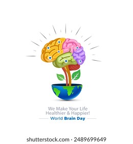 World Brain Day July 22. Brain Health care and neurological disorders Prevention and awareness concept.