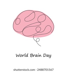 World Brain Day in one continuous line. One line drawing, minimalism. Vector illustration.