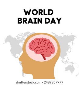 World Brain Day. Suitable for greeting card, poster and banner. Vector illustration.Eps