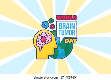 Fondo del día mundial del tumor cerebral para el diseño de afiches o tarjetas. Elemento de la campaña médica internacional. Concepto de evento anual de la medicina. Dibujo vectorial plano de plantilla