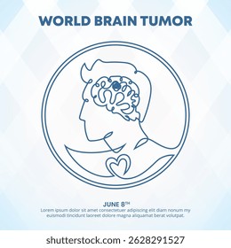 Design do Dia Mundial do Tumor Cerebral com uma linha artística do tumor cerebral em círculo