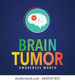 Der World Brain Tumor Day wird jedes Jahr am 8. Juni begangen. Er ist eine Überwucherung von Zellen im Gehirn, die Tumore bilden. Sie können die Funktionsweise des Körpers stören. Vektorillustration.