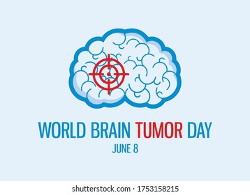 World Brain Tumor Day vector. Human brain icon vector. Sick brain with a target abstract icon. Brain Tumor Day Poster, June 8. Important day