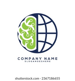 World brain vector logo design template