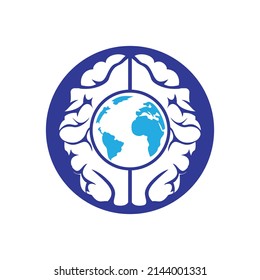World brain vector logo template. Smart world logo symbol design.	