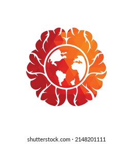 World brain vector logo template. Smart world logo symbol design.