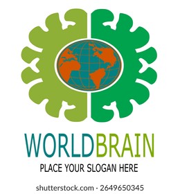 Plantilla del logotipo del Vector cerebral mundial