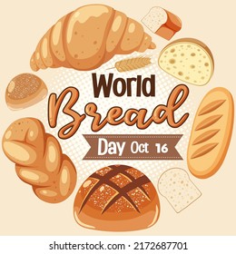 World bread day poster design illustration