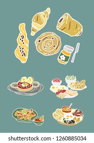 World breakfast illustration vector set Vol.3