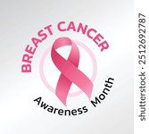 World Breast Cancer Awareness Month illustrate with the pink ribbon that is the international symbol to become breast cancer awareness, design with pink color vibes. Important month on October.