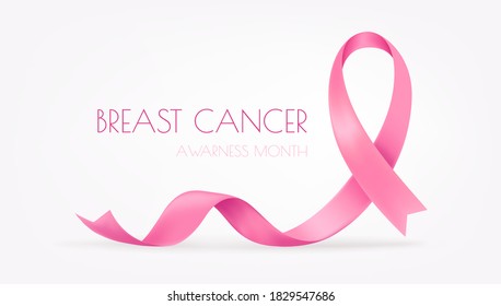 World breast cancer awareness month. Pink silk ribbon on white background