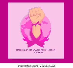 world breast cancer awareness month, october, world, glove, map, vector