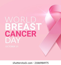 World breast cancer day campaign. pink ribbon with reflection. Vector illustration