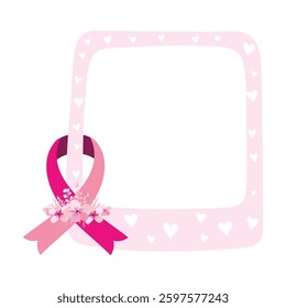 World breast cancer day frame, vector cartoon illustration on the white background