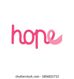  World breast cancer day illustration. STRONG with letter e pink ribbon - a Breast cancer awareness symbol.
