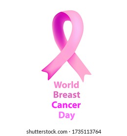 World Breast Cancer Day. Pink ribbon against breast cancer. Vector illustration on isolated background.