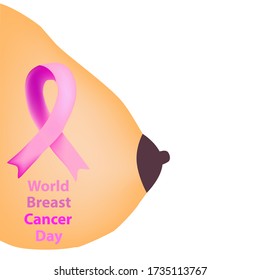 World Breast Cancer Day. Pink ribbon against breast cancer. Vector illustration on isolated background.