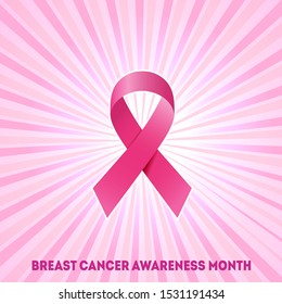 World breast cancer month background with pink ribbon. 