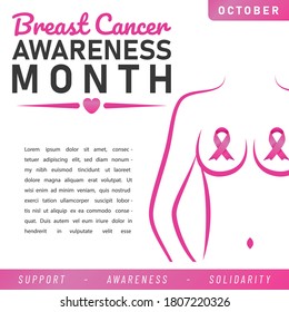 World Breast Cancer poster. web banner. Breast Cancer Awareness Pink Ribbon. Vector illustration.