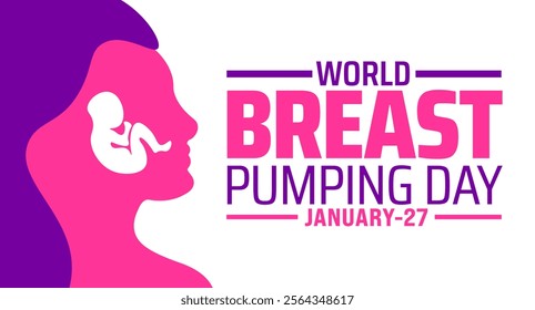 World breast pumping day background banner or poster design template. observed every year in January. Holiday concept. Use to any Template, card, poster, placard, template.