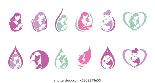 World Breastfeeding Logo Set Illustration