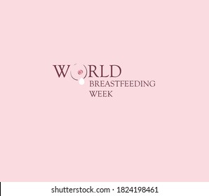 Welternährungswoche 1.-7. August, Fütterung von Babys mit Milch aus der Stillzeit einer Frau. Fröhliche Mütter Tag. Stillzeit. Vektorgrafik.