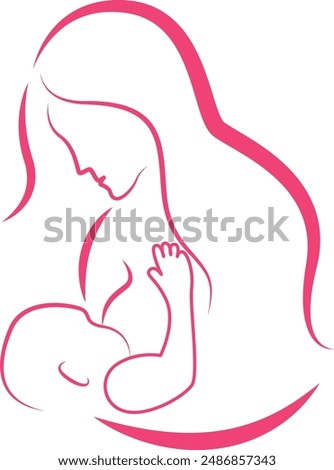 World breastfeeding week 1-7 August, feeding of babies with milk from a females breast sign vector