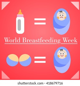 World Breastfeeding Week Card. Vector