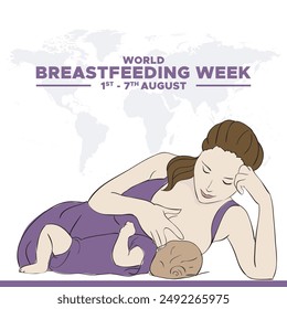 World Breastfeeding Week, Breastfeeding Week held o 1st to 7th August, editable social media template, World Breastfeeding Week stock illustration, eps file.