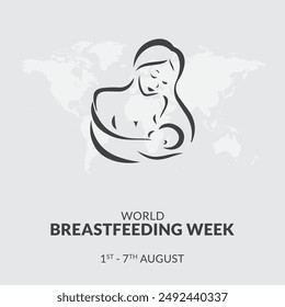 World Breastfeeding Week, Breastfeeding Week held o 1st to 7th August, editable social media template, World Breastfeeding Week stock illustration, eps file.