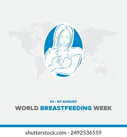 World Breastfeeding Week, Breastfeeding Week held o 1st to 7th August, editable post template, World Breastfeeding Week stock illustration, eps file.