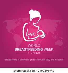 World Breastfeeding Week illustration. Woman holding a small newborn baby icon. 1-7 August every year. Important day